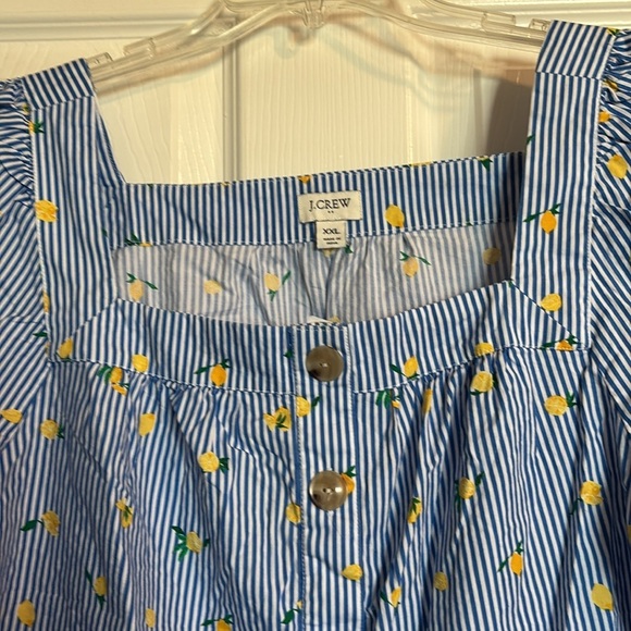 J. Crew women’s blue and white striped lemon short sleeve blouse size XXL - Picture 2 of 8